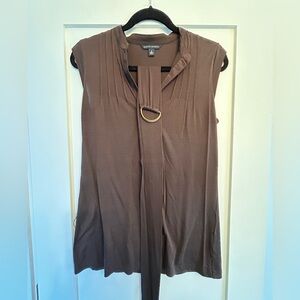 Stylish Brown Belted Sleeveless Blouse